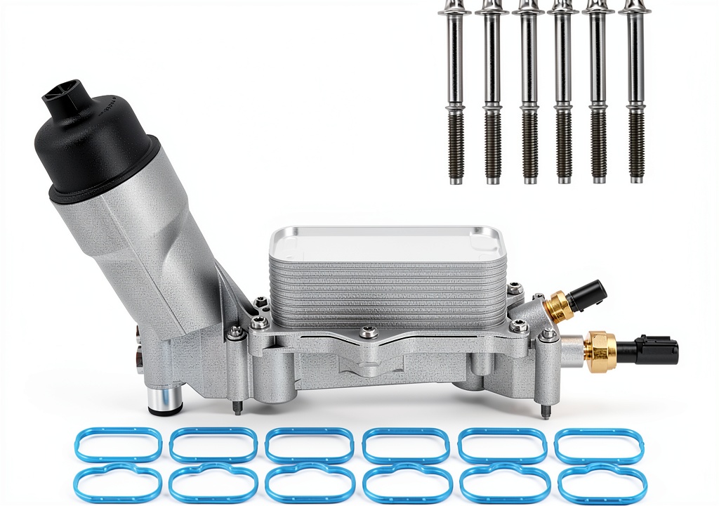 Installing DSkoiph Aluminum Oil Cooler Kit for Cars on a wooden desk