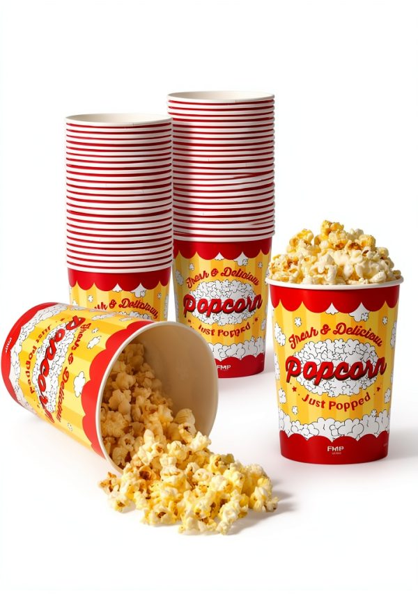 Fit Meal Prep Paper Popcorn Buckets 25 Pack 32 Oz Grease‑Resistant-0