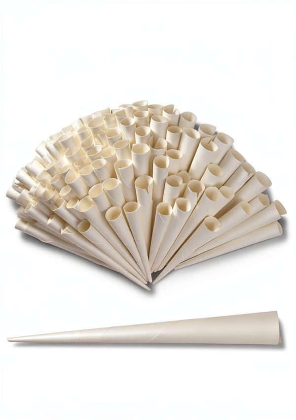 Cotton Candy Cones (100 Pack) – White Kraft Paper Sticks for Floss Sugar & Carnival Treats, Compatible with Cotton Candy Machines – Stock Your Home-1