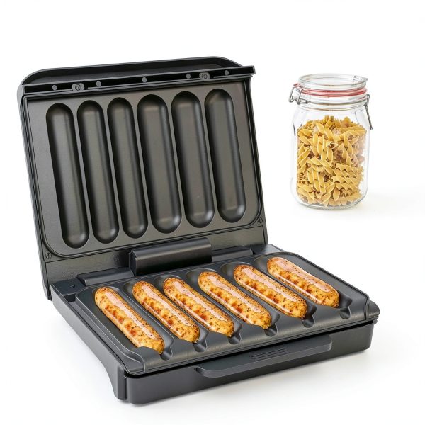 Hot Dogs Machine, Electric Grill with Oil Drip Tray, and Cord Storage, Ideal for Veggie Sausages, BBQ or Sausage, Nonstick Plate for Easy Clean-2