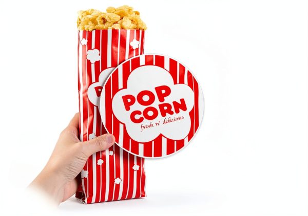 2 oz Paper Popcorn Bags Bulk (100 Pack) Large Red & White Pop-corn Bag Disposable for Carnival Themed Party, Movie Night, Halloween, Popcorn Machine Accessories & Supplies, Individual Servings-1