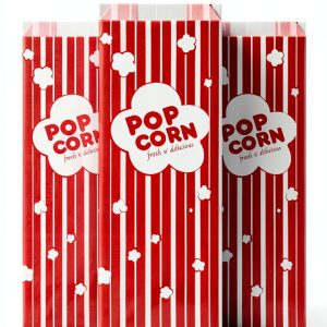 2 oz Paper Popcorn Bags Bulk (100 Pack) Large Red & White Pop-corn Bag Disposable for Carnival Themed Party, Movie Night, Halloween, Popcorn Machine Accessories & Supplies, Individual Servings-0