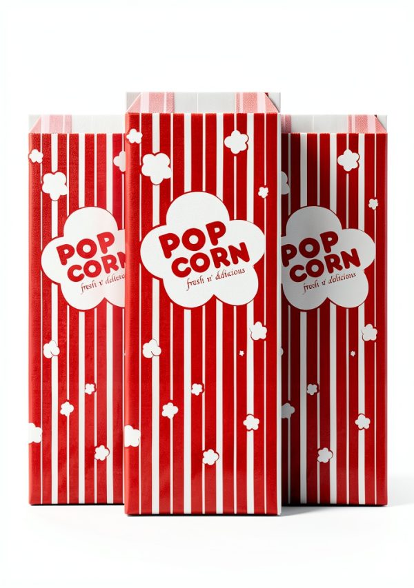 2 oz Paper Popcorn Bags Bulk (100 Pack) Large Red & White Pop-corn Bag Disposable for Carnival Themed Party, Movie Night, Halloween, Popcorn Machine Accessories & Supplies, Individual Servings-0