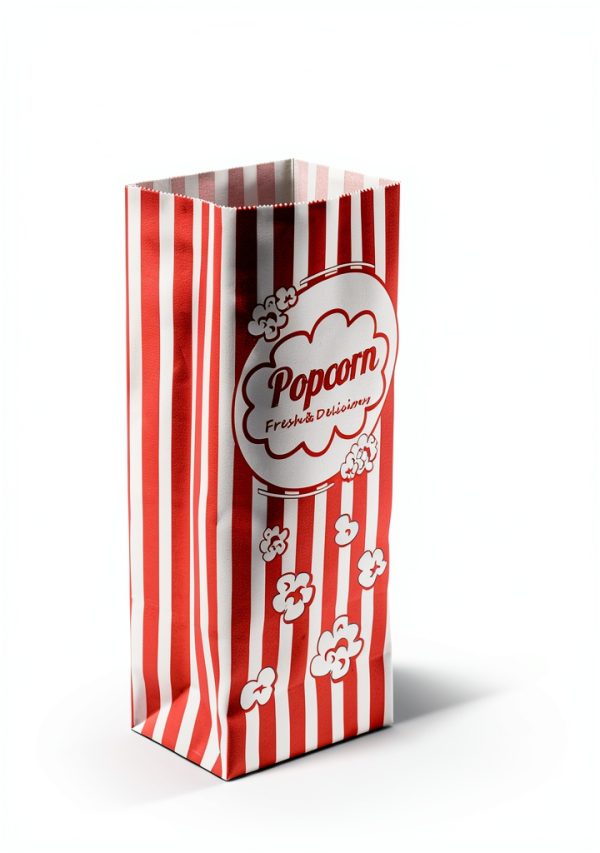 Popcorn Bags MAQIHAN Flat Bottom Paper 50 Pack Red Stand Up-2