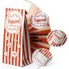 Popcorn Bags MAQIHAN Flat Bottom Paper 50 Pack Red Stand Up-3